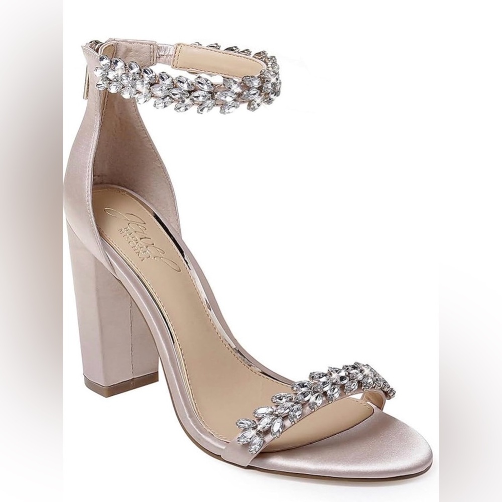 Jewel Badgley Mischka Jewel Mayra Embellished Ankle Strap, size 5.5